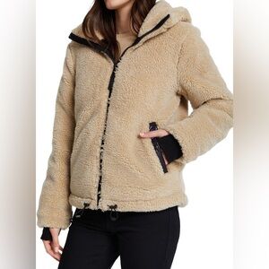 NWT S13 Layla Sherpa Coat Hooded Biscotti Beige Zip Teddy Jacket Size XS $240